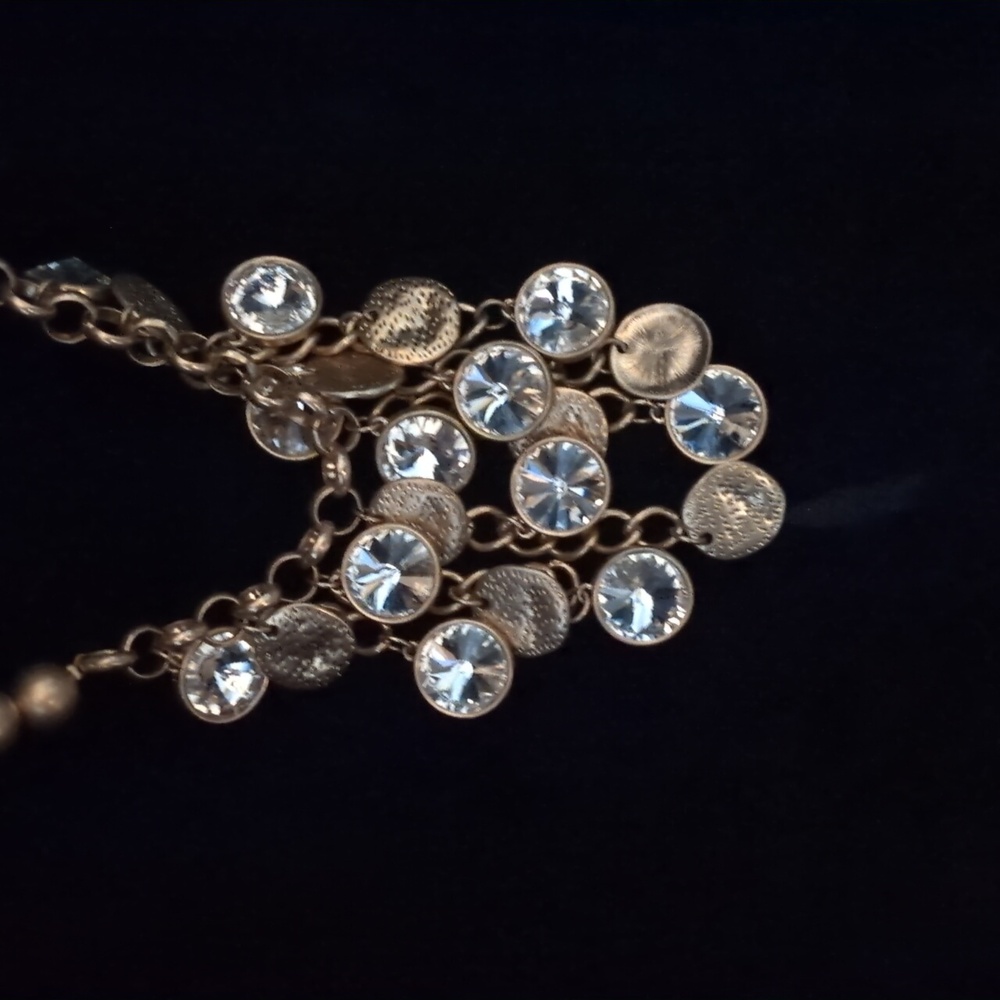 Premier Designs Gold Necklace with Crystal Accents